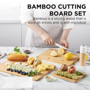 Özel büyük Mini dikdörtgen kare mutfak organik toplu 3 in 1 ahşap kesme tahtası blokları bambu kesme tahtası 3 adet Set - Product Image 5