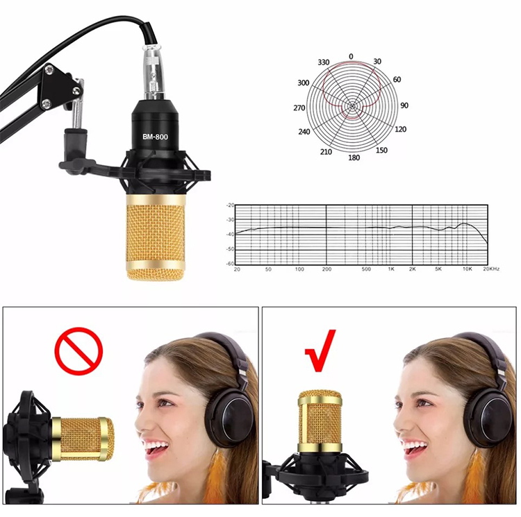 bm 800 Microphone Studio Recording Kits bm800 Condenser Microphone for Computer Phantom Power bm-800 Karaoke mic V8 Sound Card