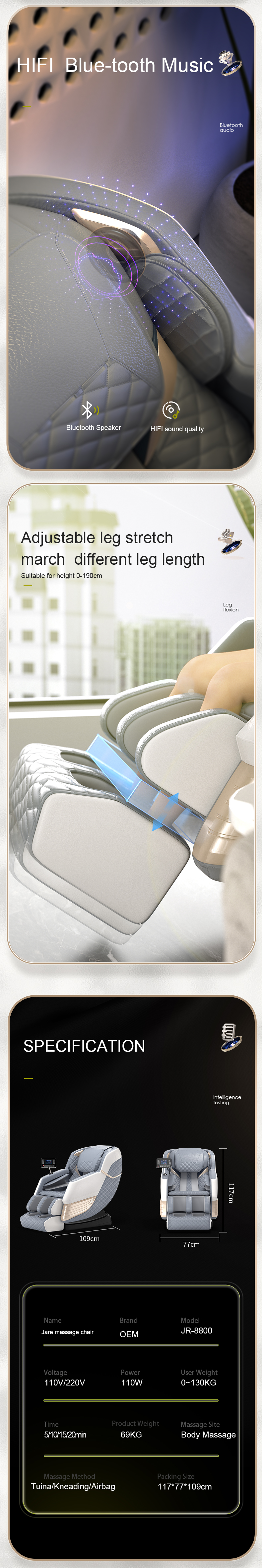 Jare 8800  Factory Cheap Price High Quality Foot Armchair Shiatsu Massager Chair For Home Massage Chair
