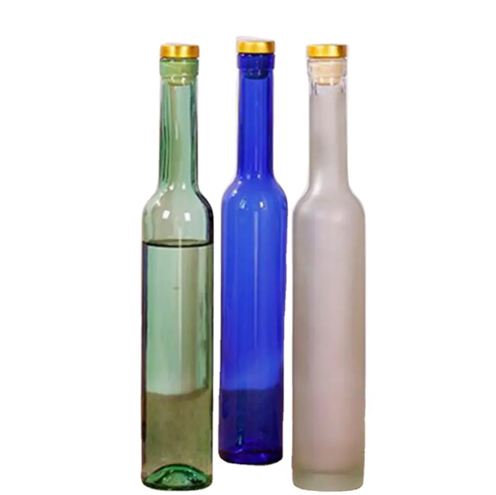 Fábrica atacado decorativo colorido vidro azul vinho licor rum tequila garrafas para bar