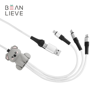 Australia Popular Cute Koala Shape 6 in 1 60W Super Fast Charging Cord Dual <strong>Input</strong> Type C to Type C Mutli USB <strong>Data</strong> Cable - Product Image 1