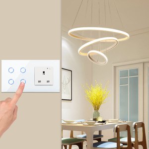 Bingoelec Wifi Tuya簡単インストール4ギャングシングルウェイスマートタッチウォールライトスイッチと13Aソケット - Product Image 4