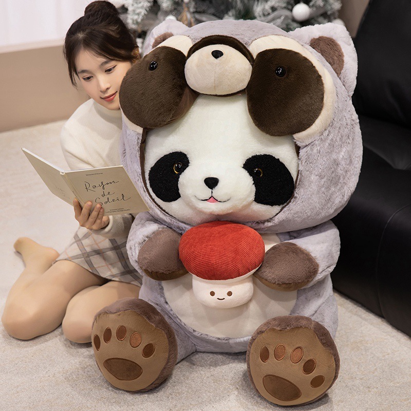 Panda-hugging a mushroom