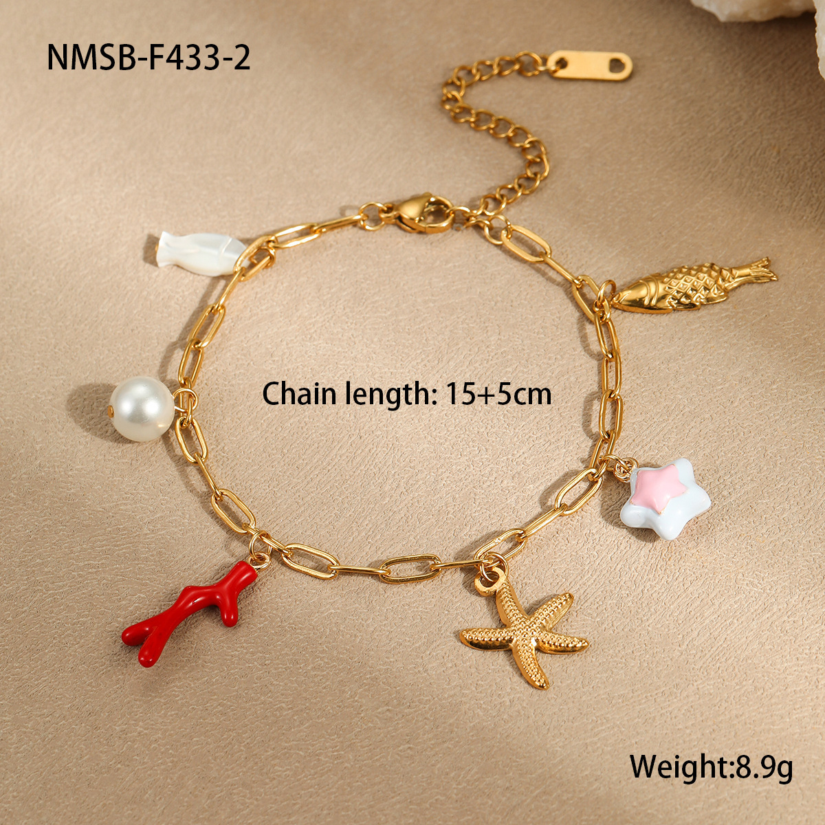 NMSB-F433-2 Red Coral bracelet