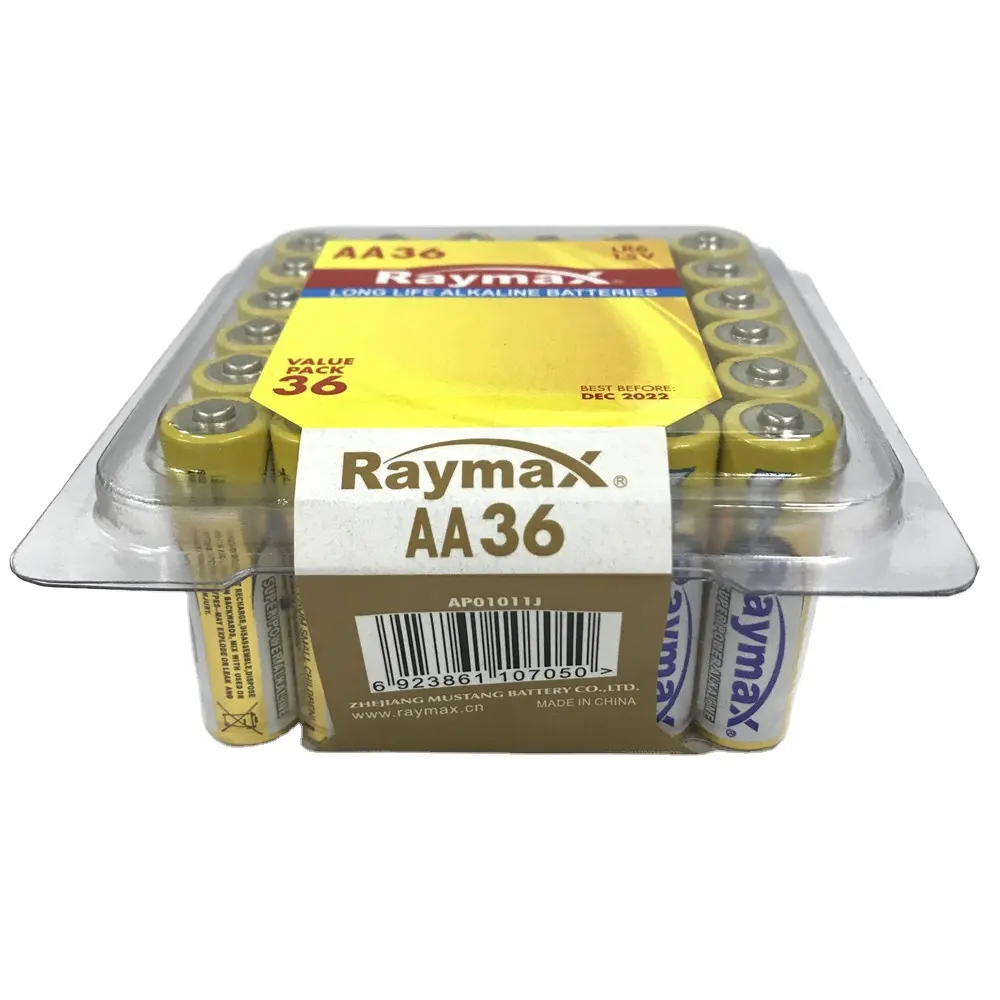 Raymax özel etiket pil 1.5V LR6 AA36 kutusu paketi dijital alkalin piller