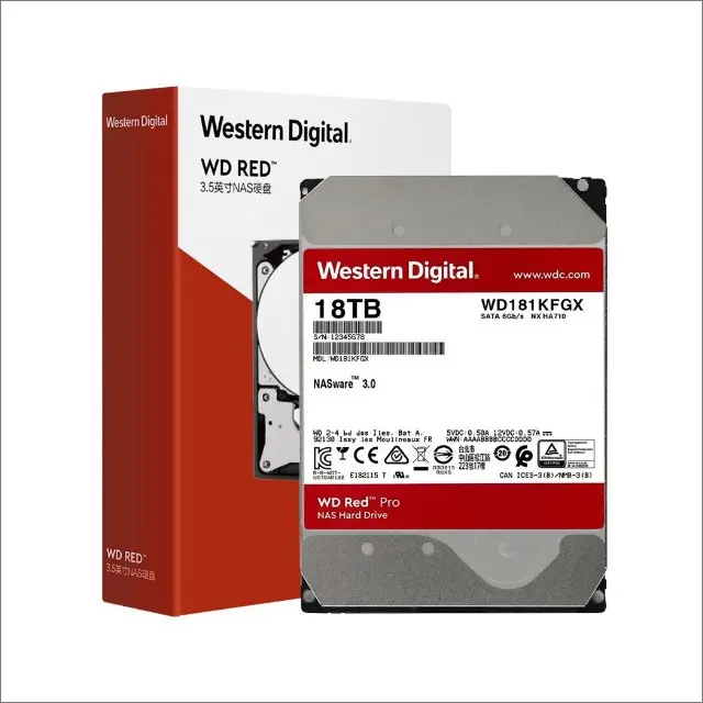 NUEVO Original WD WD181KFGX 18TB Disco duro SAS/SATA 7200RPM 6 GB/S 512MB WD RED Pro Disco duro interno CMR 3,5 pulgadas