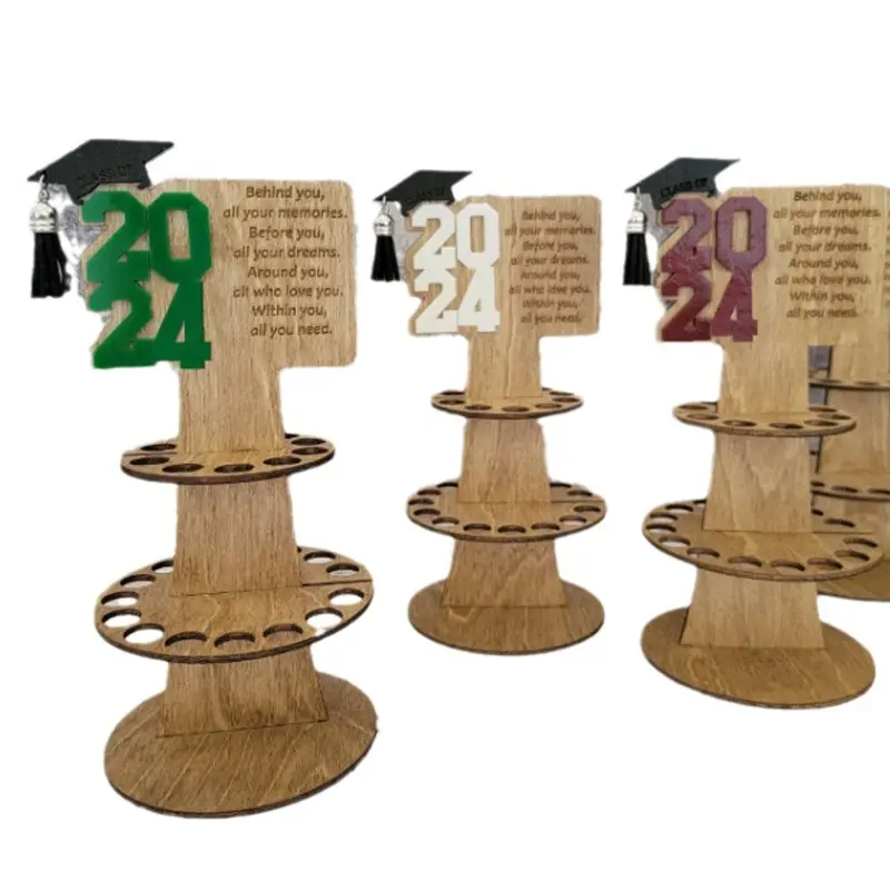 Graduation Decorations 2024 New Graduation Gift 2 Layer Wooden Money Holder Graduation Party Decoration New Product Home Decor