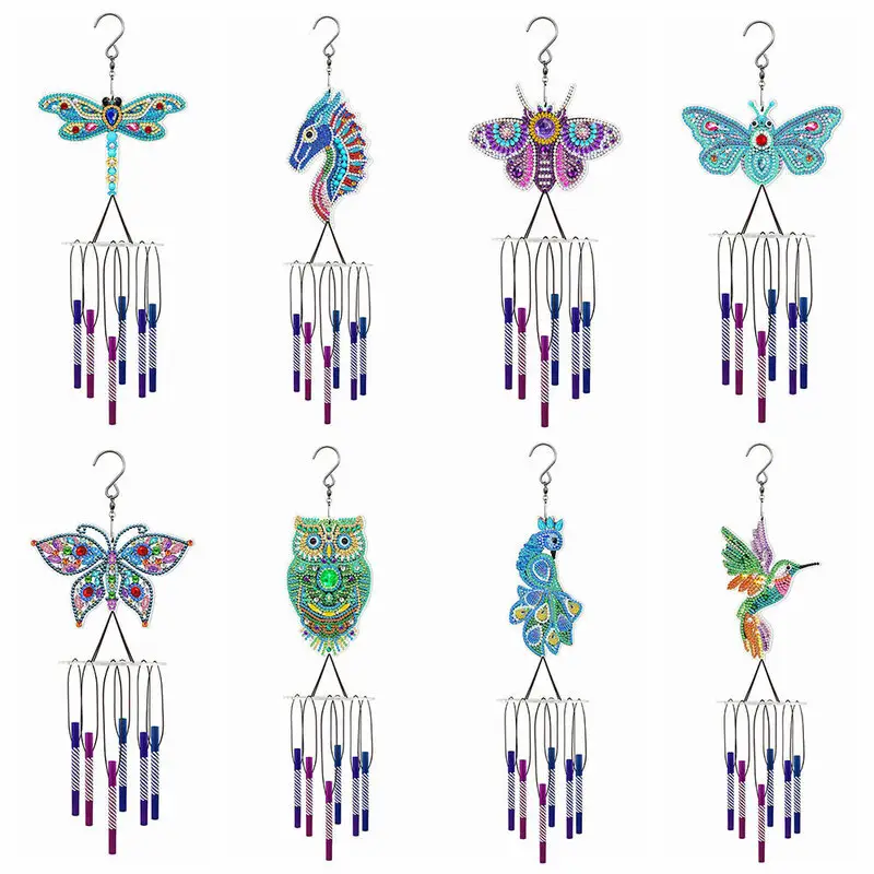 New Special Shaped Pintura Diamante Wind Chime Pingente Janela Pendurado Kit Bordado Diamante Ponto Cruz DIY Para Carro