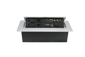 Eléctrico oculto empotrado escritorio integrado Oficina multimedia Tel ordenador USB datos UGA 250V 10Atoma de corriente universal cable negro - Product Image 4