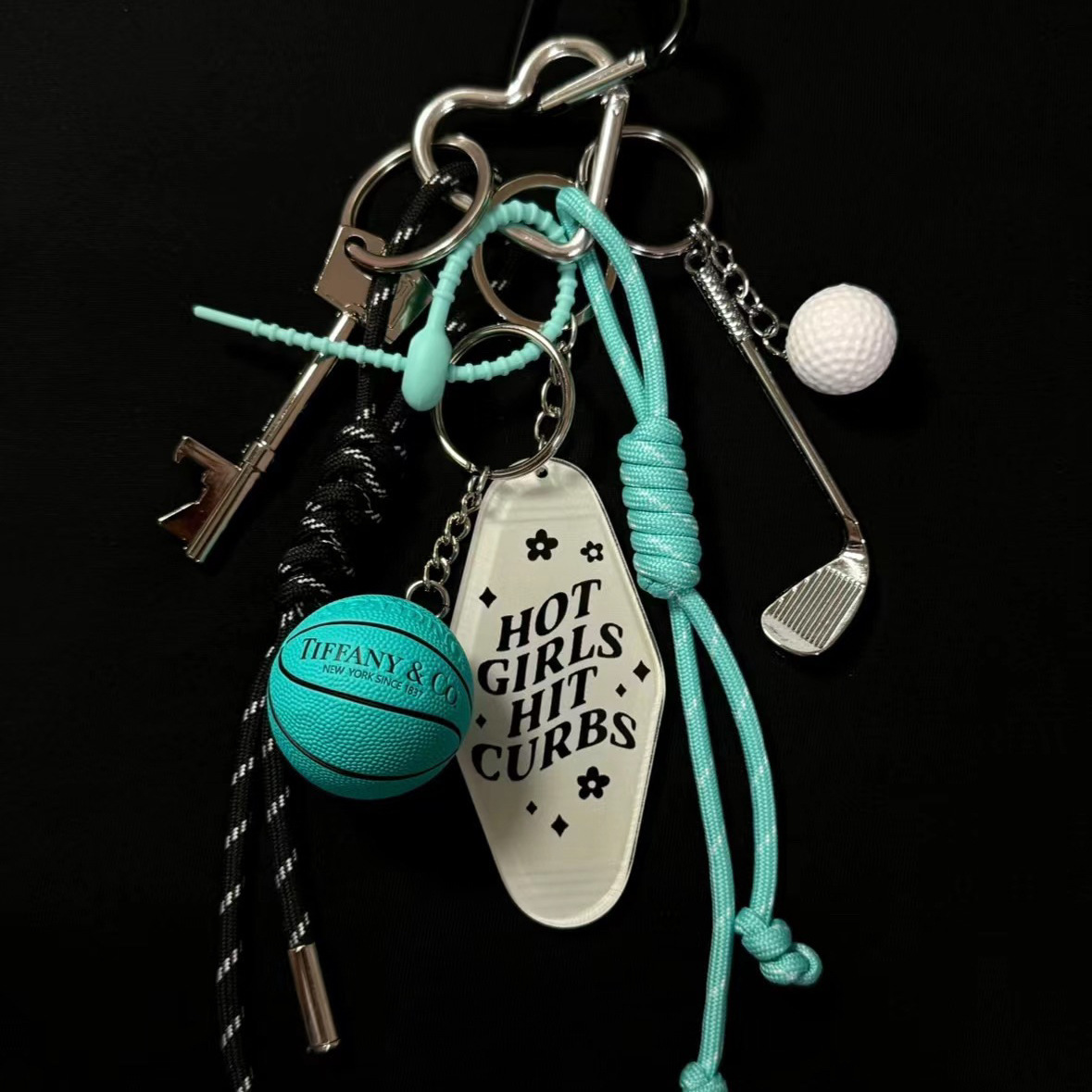 Tf basket golf t bleu noir corde m vent pendentif