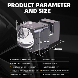 M5-1 54w 52w Mini projektör Lens Bi Led matris Lens modülü Led ışık 1.5 inç Led projektör Lens farlar - Product Image 6