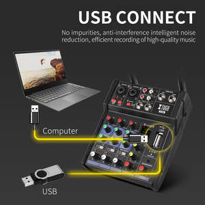 48V Interface Usb Sound Mixing 4 Channels Mini Music Microphone Studio Controller Audio Console Video Digital Dj Mixer With <strong>Mic</strong> - Product Image 5
