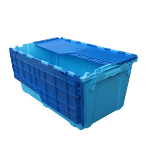 QS Warehouse Plastic Moving Crate Nestable Storage Attached Lid <strong>Containers</strong> Round Trip Tote <strong>Logistic</strong> Box for Transport - Product Image 6