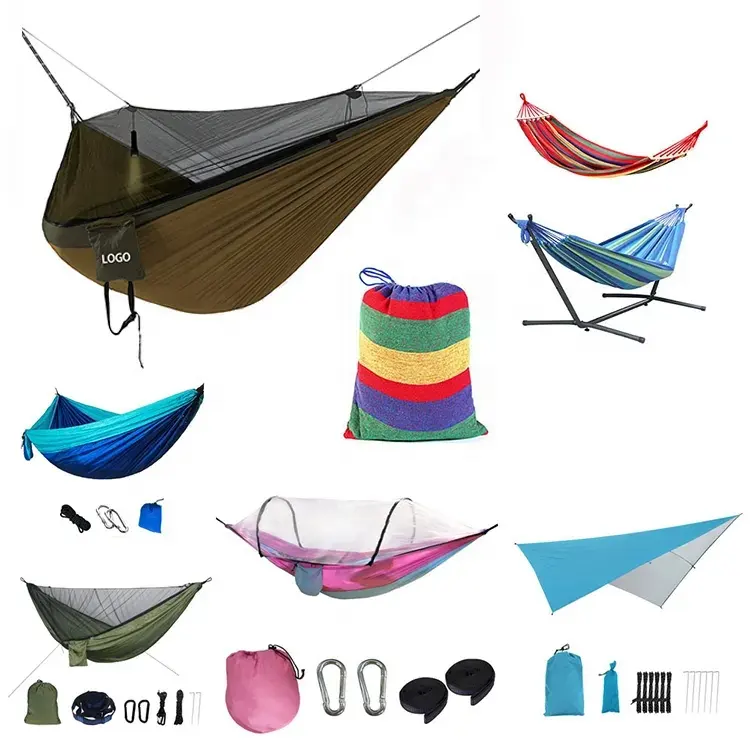 Özel Logo çift ve tek hamak çadır kamp su geçirmez uyku seyahat taşınabilir kamp hamak açık havada