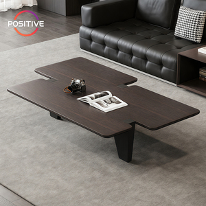 High-End Minimalist düzensiz çay masası oturma odası yaratıcı füme ahşap kaplama katı ahşap ayaklar sehpa ZEM-506 - Product Image 1