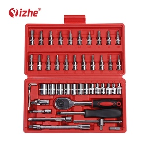 46 Pcs 1/4 DR汽车维修工具箱扳手铬钒和棘轮扳手套筒组 - Product Image 1