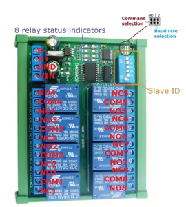DC 12V 8 kanal RS485 röle modülü Modbus RTU UART uzaktan kumanda anahtarı DIN35 C45 ray kutusu PLC PTZ kamera güvenlik monitör için - Product Image 3