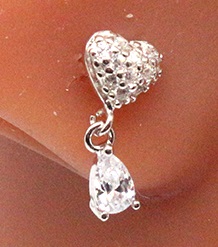 silver heart teardrop dangle