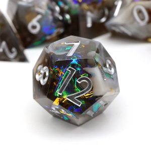 ชุดลูกเต๋าขอบคม RPG 7ชิ้นชุดลูกเต๋า DND เรซิ่นเกมกระดานหลายด้านของขวัญ DND สำหรับเกมตารางเล่นบทบาท (หลุมดำ) - Product Image 4