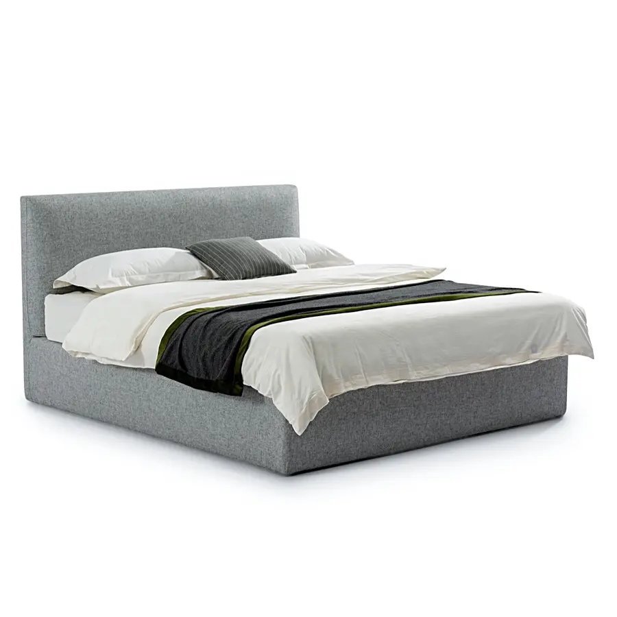 Современный дизайн серая ткань мягкая кровать с изогнутой изголовьем