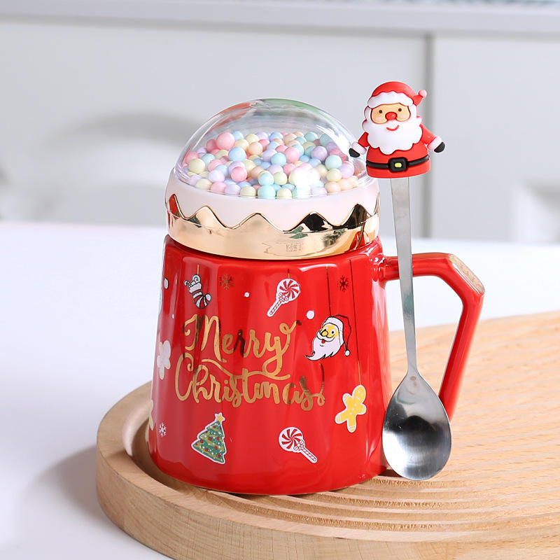 Christmas Viewing Cup Red-Cover and Spoon-Ordinary Pack