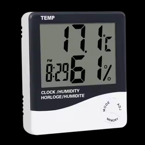 Mini termómetro LCD Termómetro electrónico portátil para interiores con hora Fecha Temperatura Humedad para interiores - Product Image 1