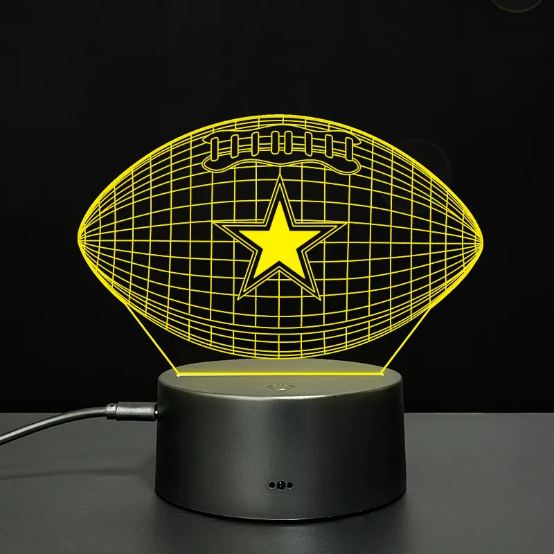 Fútbol 3D ilusión LED fútbol USB Lámpara de luz de la noche de 7 cambio de color