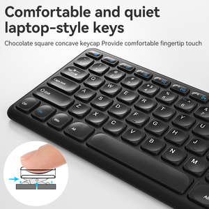 BOW Genuine HW256 Ergonomic Office Gaming Universal 2.4G <strong>Multi</strong>-device Wireless <strong>Keyboard</strong> <strong>and</strong> <strong>Mouse</strong> Combo Cute for Computer - Product Image 3