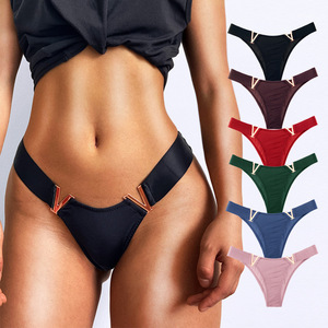 Calcinha Tanga Cintura Baixa das mulheres Sexy Secret Metal G-<span class=keywords><strong>string</strong></span> Lingerie Breve Calcinha Sem Costura para Mulheres Roupa Interior De Renda