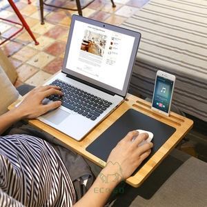 Bamboo <strong>Lap</strong> Desk Board Multi Task Laptop Tablet Cellphone Stand Holder with Built-in Mouse Pad <strong>Lap</strong> <strong>Table</strong> with Ventilation Holes - Product Image 5