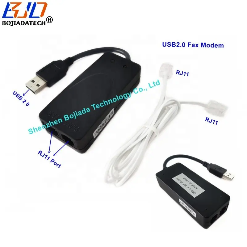 Módem de fax USB 2,0 al por mayor de fábrica, 2 puertos RJ11, identificador de llamadas Conexant CX93010, acceso telefónico a datos 56K V.92 V.90, compatible con WIN 10/11/Linux