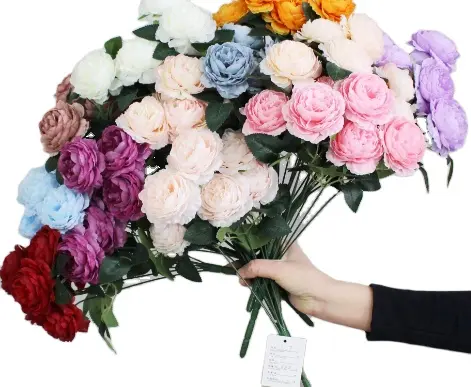 Seda 7 cabeça peônia colocar um monte de flores artificiais casamento hotel adereços flor modelagem decoração simulação flores