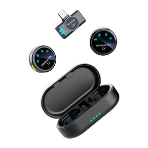 Micrófono Lavalier inalámbrico Plug-and-Play más nuevo con función de tarjeta de sonido Conexión de dispositivo dual para Android para sistemas IOS
