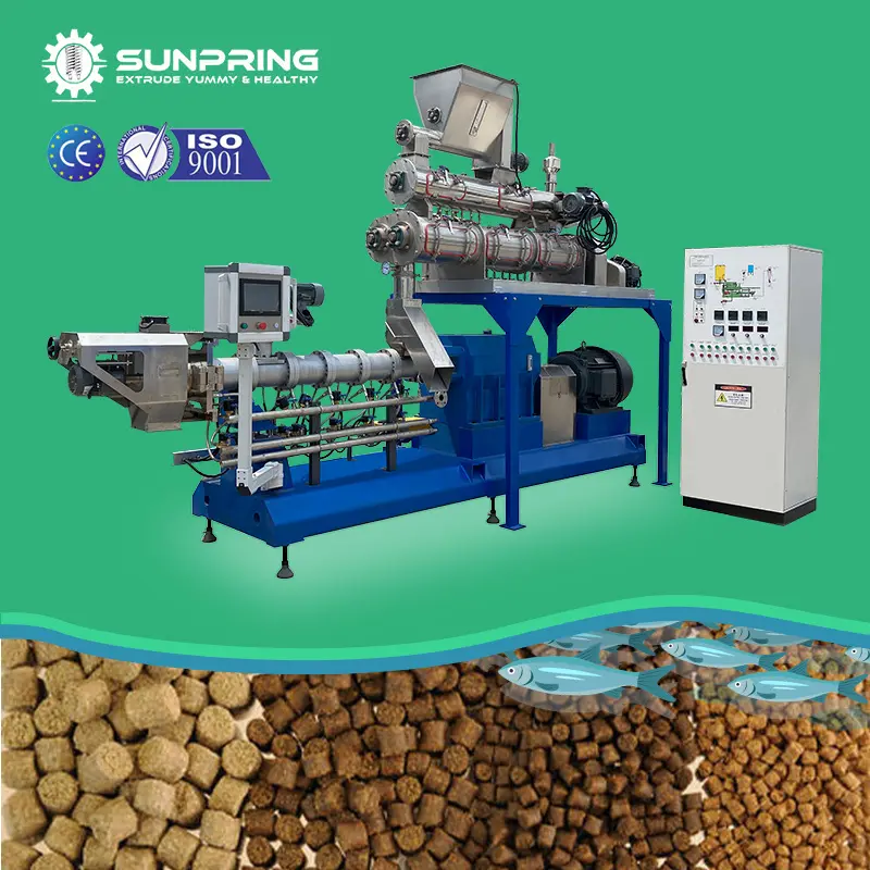 SUNPRING 1-2Ton por hora Capacidad Extrusora de doble tornillo para alimentación de peces