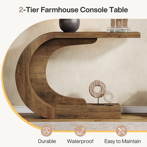 Tribesigns 43.3 "orta yüzyıl Modern konsol masa Entryway için, ahşap c-şekilli koridor giriş Accent masa oturma odası için - Product Image 3