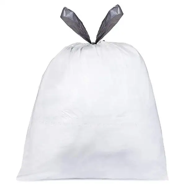 Rollo de bolsas de basura de 8 y 13 galones, bolsa de plástico biodegradable blanco con cordón ajustable para cocina, venta al por mayor