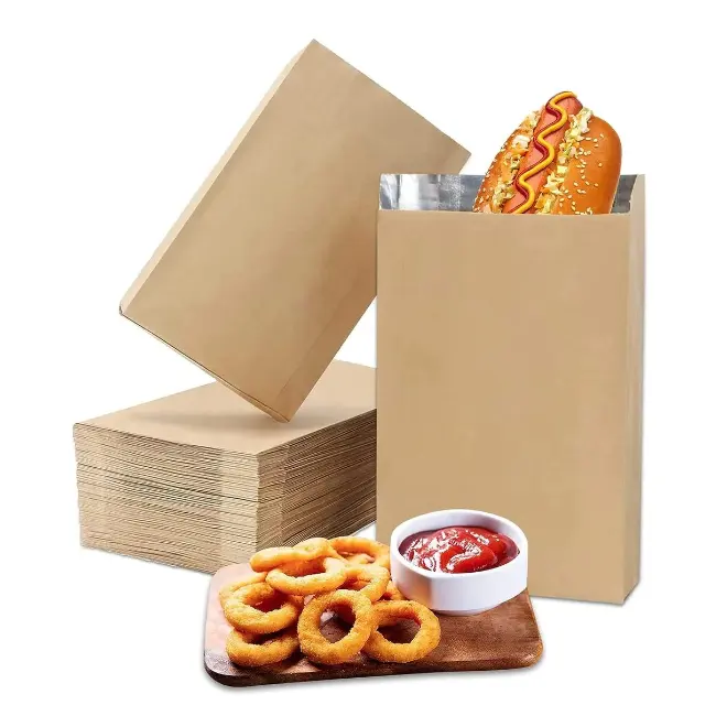 크래프트 호일 종이 가방 핫도그 햄버거 포장지 포장 가방 로스트 치킨 로스트 고기 팝콘