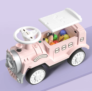 1〜5歳向けの音楽照明と収納ビンを備えた車の列車のスライドスクーターに乗る高品質の赤ちゃんの小さなおもちゃ - Product Image 5