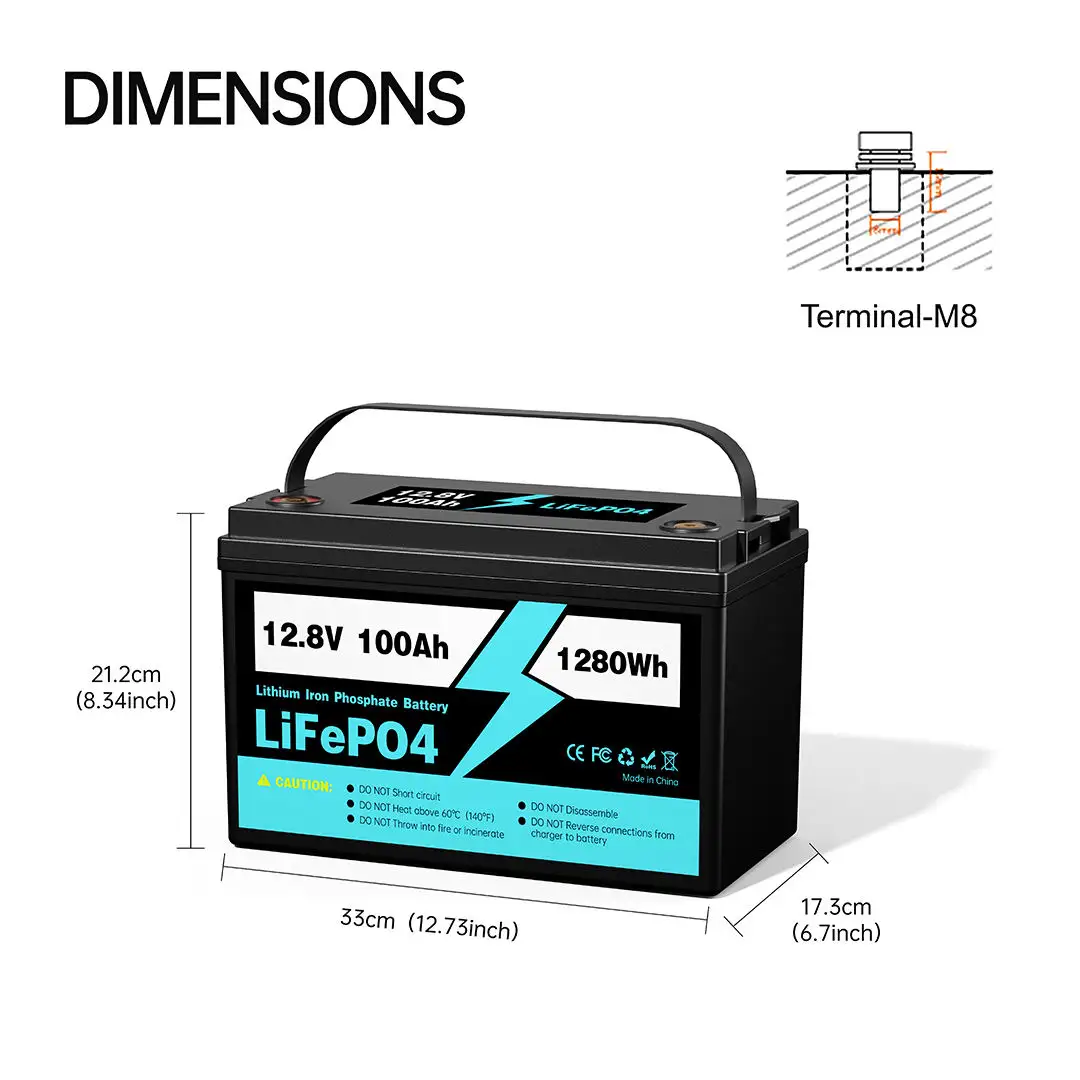 Năng lượng mặt trời lưu trữ năng lượng LiFePO4 năng lượng lưu trữ pin 100 Ah 12V pin Lithium ion cho năng lượng mặt trời hệ thống