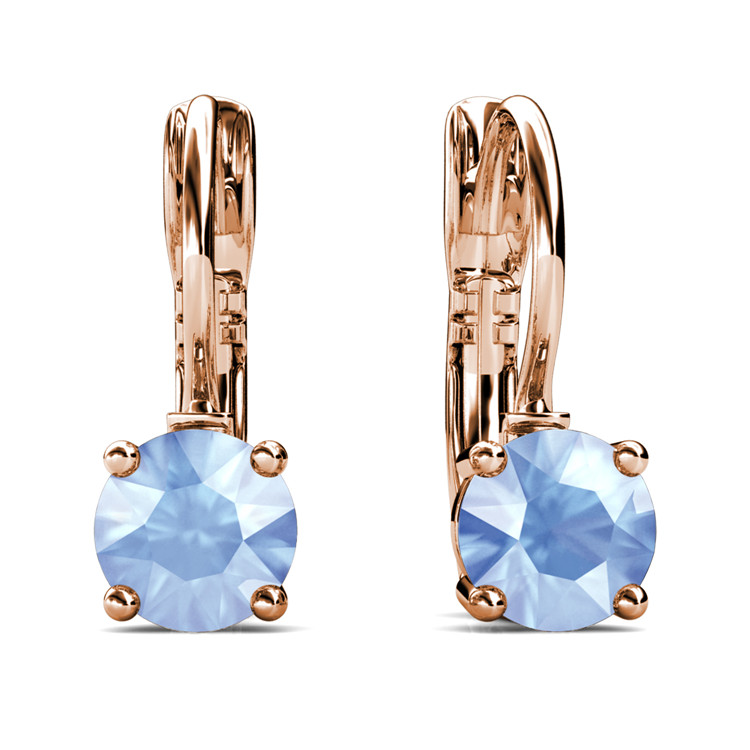 S925 With 18k Rose Gold Plated Air Blue Opal Earrings