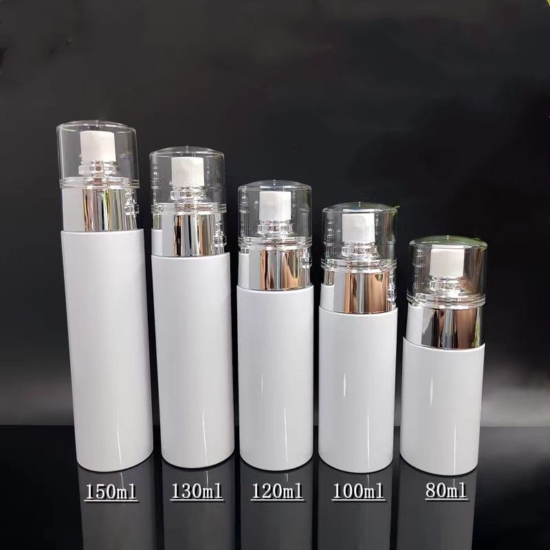 White bottle+silver spray