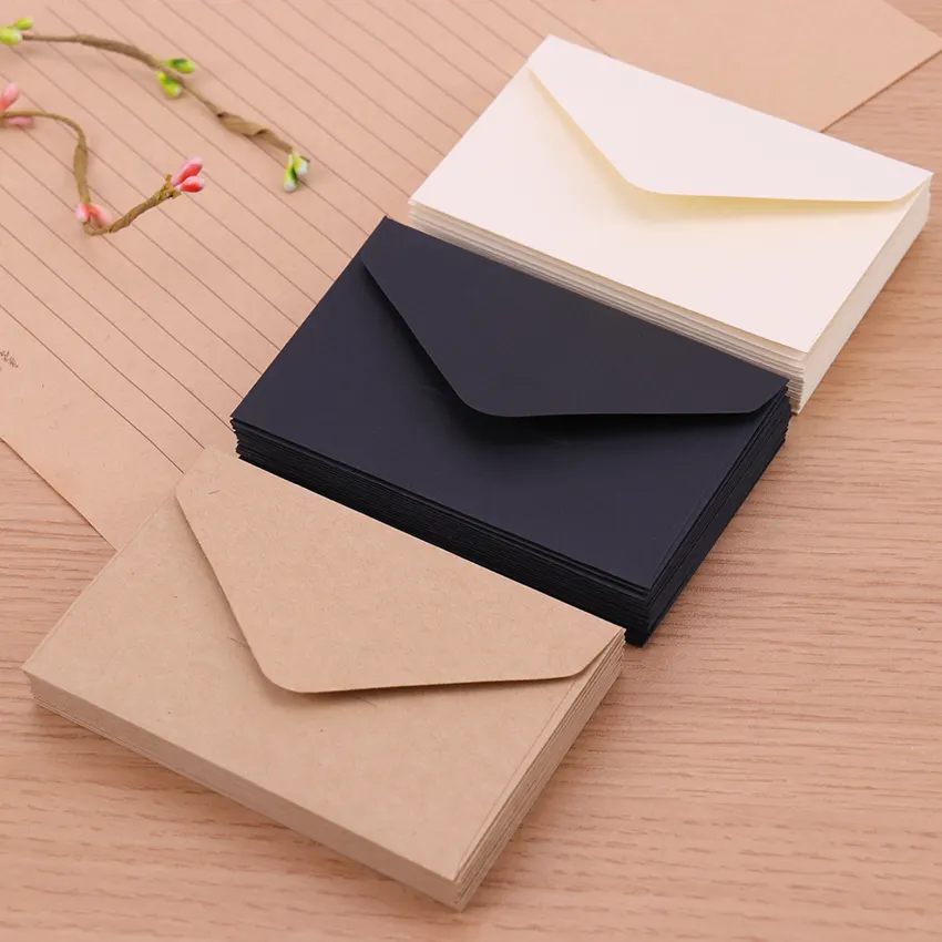 KM Custom Classical White Black Kraft Blank Mini Paper Window Envelopes Wedding Invitation Envelope Gift Envelope