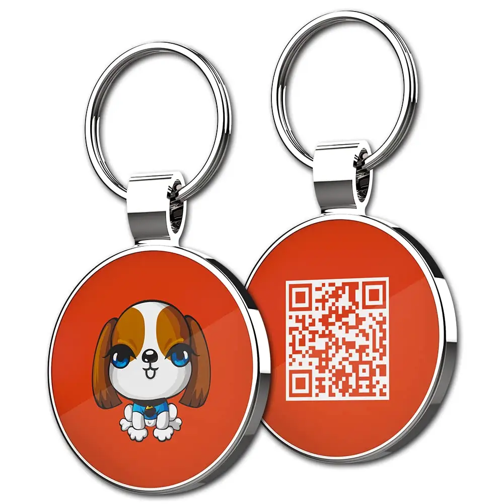 Coleiras de cães de gato, identificação personalizada de código qr etiqueta de qr símbolos adoráveis personalizados desenho animado animal de metal pintado de qr código de cachorro