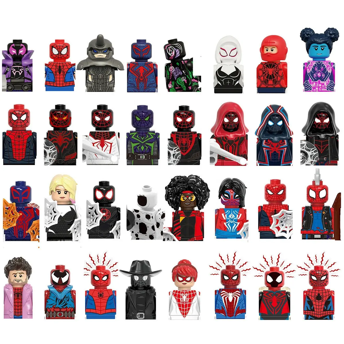 G0120 G0124 G0126 KT1069 KT1072 Marvely Super heros Spider-Verse sets Building Block Mini Figure Jouet en plastique Spider Punk Gwen