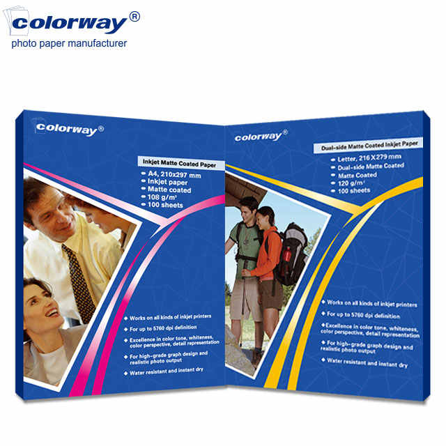 2025 Colorway Wholesale Self Adhesive 108gsm Matte Photo Paper Inkjet Photo Paper A4 Cast Coated Photo Paper