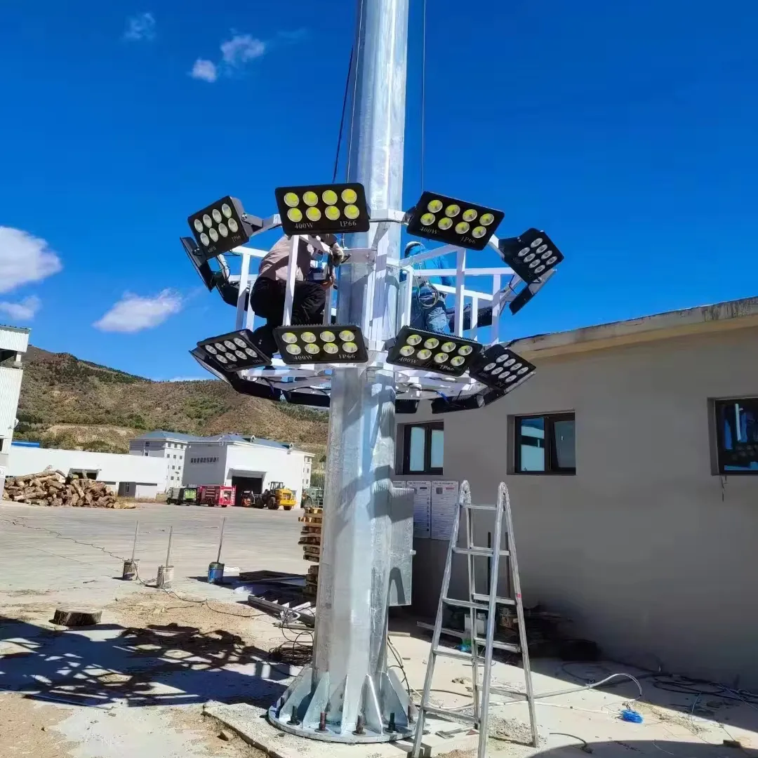 Fabricantes 8 10 metros Luz de poste medio cancha de baloncesto estadio de fútbol Luz de poste alto con elevación automática