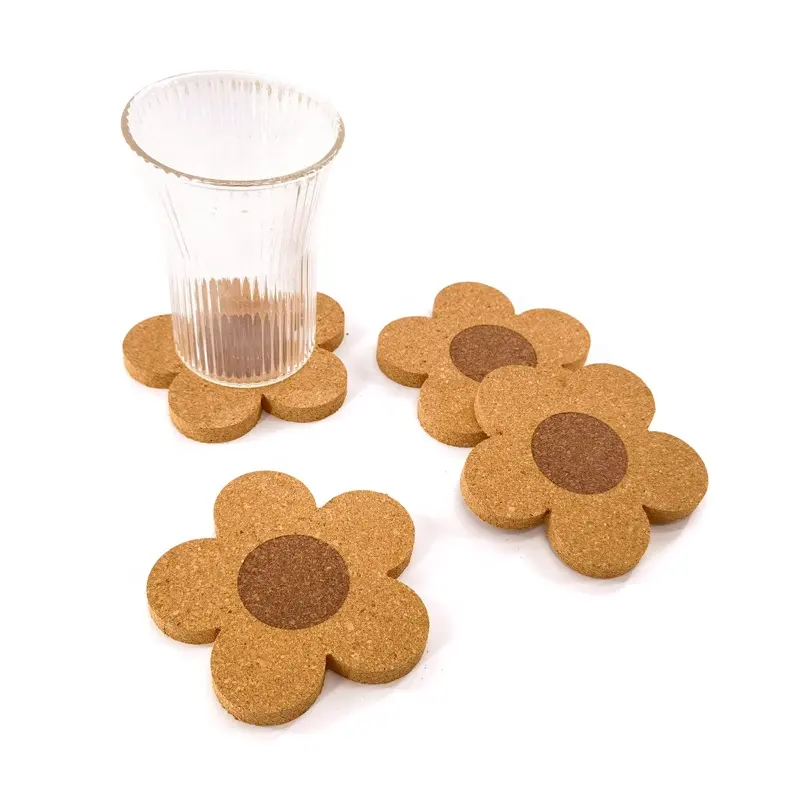 Hot Koop Bloemvorm Hout Kurk Onderzetters Sublimatie Houten Coaster Voor Drinken Warmte-isolatie Beker Mat Pad