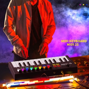 Konix Mini <strong>Keyboard</strong> Piano Portable Color Light Mini Piano Studio <strong>Midi</strong> <strong>Keyboard</strong> <strong>Controller</strong> 25 Key USB <strong>Midi</strong> <strong>Keyboard</strong> - Product Image 2