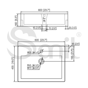 单碗矩形浴室柜陶瓷半嵌入式盆艺术设计水槽 - Product Image 2
