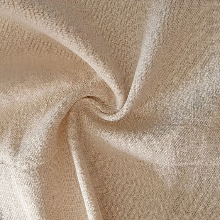 Yüksek kaliteli dimi şantuk pamuklu kumaş dokuma saf renk keten pamuk gömlek için karışık kumaş